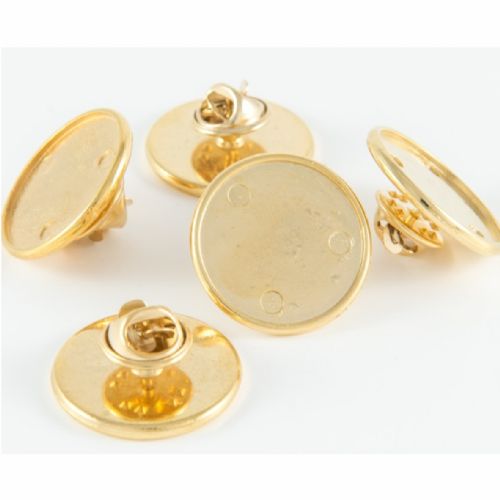 Premium Badge Blank round 21mm gold clutch fitting